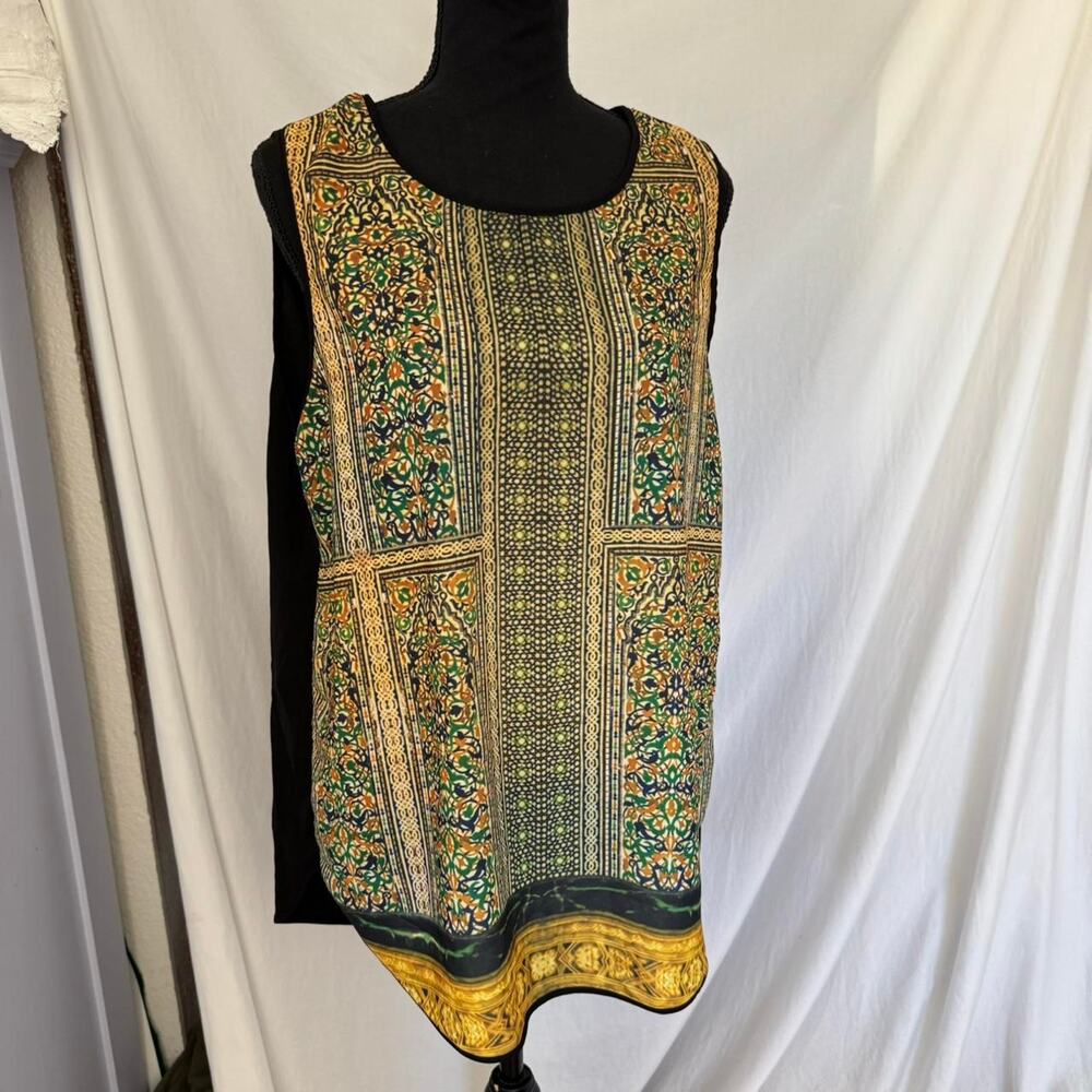 vida top geometric abstract print sleeveless top womens XL flowy artsy fairy - Picture 7 of 8